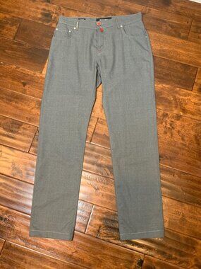Kiton Gray Wool Button Fly Slim Leg Jean Cut Pants, Size 34